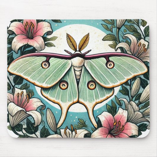 Luna Moth Illustration Luna Moths Mousepad (Vorne)
