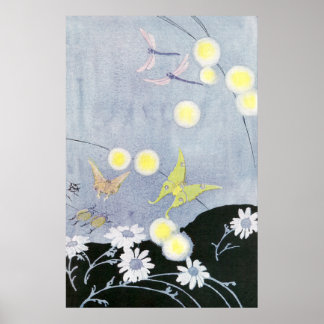 Luna Moth Lit von Glühwürmchen Poster