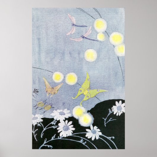 Luna Moth Lit von Glühwürmchen Poster (Vorne)