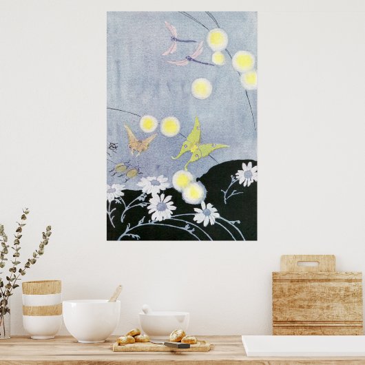 Luna Moth Lit von Glühwürmchen Poster (Küche)