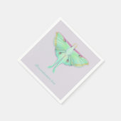 Luna Moth mit Personalisierung auf Lavendel Serviette (Ecke)