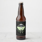 Luna Moth Moon Phases Bierflaschenetikett (Vorderseite)