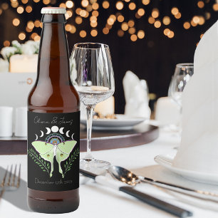 Luna Moth Moon Phases Bierflaschenetikett
