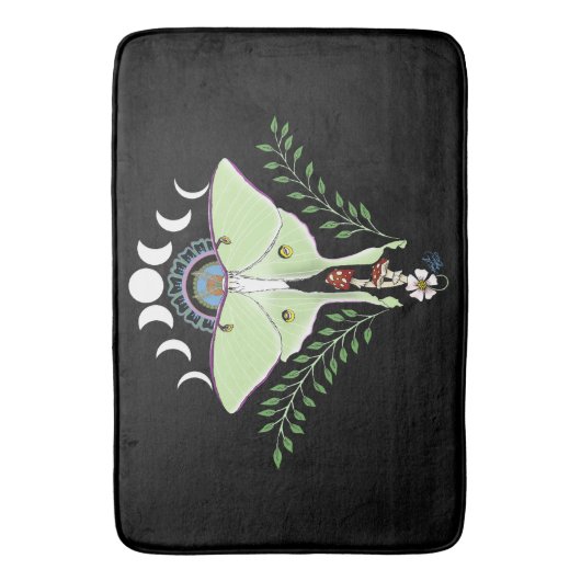 Luna Moth Moon Phases Black Badematte (Vorderseite Vertikal)