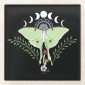 Luna Moth Moon Phases Black Glasuntersetzer (Vorderseite)