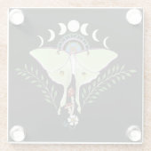 Luna Moth Moon Phases Black Glasuntersetzer (Rückseite)