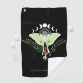 Luna Moth Moon Phases Black Golfhandtuch (Insitu)