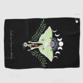 Luna Moth Moon Phases Black Golfhandtuch (Horizontal)