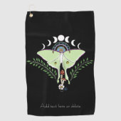 Luna Moth Moon Phases Black Golfhandtuch (Vorderseite)