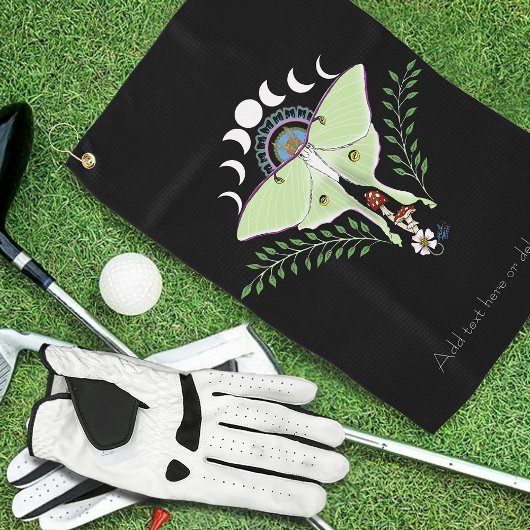 Luna Moth Moon Phases Black Golfhandtuch