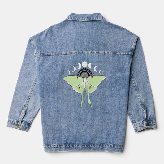 Luna Moth Moon Phases Black Jeansjacke (Rückseite)