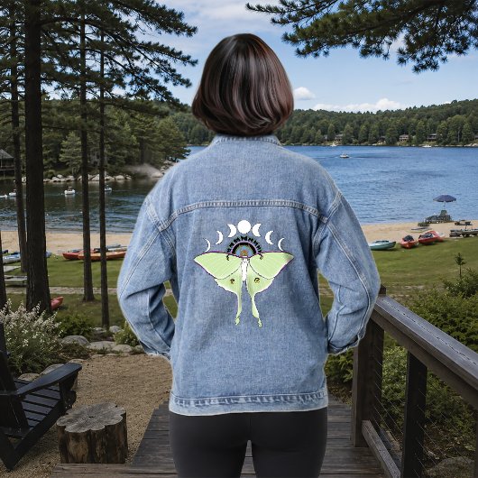 Luna Moth Moon Phases Black Jeansjacke