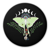 Luna Moth Moon Phases Black Keramikknauf (Vorderseite)