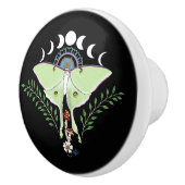 Luna Moth Moon Phases Black Keramikknauf (Rechts)
