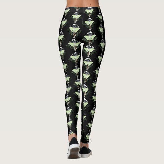 Luna Moth Moon Phases Black Leggings (Rückseite)