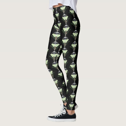 Luna Moth Moon Phases Black Leggings (Links)