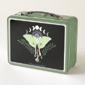 Luna Moth Moon Phases Black Metall Brotdose (Rückseite)