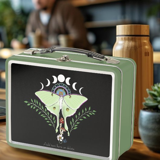 Luna Moth Moon Phases Black Metall Brotdose