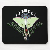 Luna Moth Moon Phases Black Mousepad (Vorne)