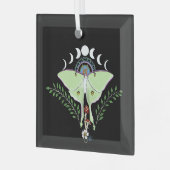 Luna Moth Moon Phases Black Ornament Aus Glas (Vorderseite links)