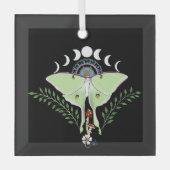 Luna Moth Moon Phases Black Ornament Aus Glas (Vorderseite)