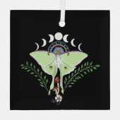 Luna Moth Moon Phases Black Ornament Aus Glas (Rückseite)