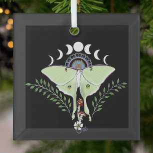 Luna Moth Moon Phases Black Ornament Aus Glas