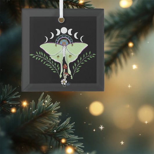 Luna Moth Moon Phases Black Ornament Aus Glas