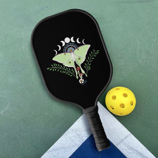 Luna Moth Moon Phases Black Pickleball Schläger