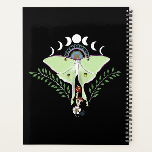 Luna Moth Moon Phases Black Planer (Rückseite)
