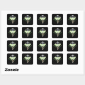 Luna Moth Moon Phases Black Quadratischer Aufkleber (Blatt)