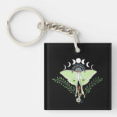 Luna Moth Moon Phases Black Schlüsselanhänger (Vorderseite)