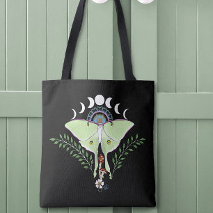 Luna Moth Moon Phases Black Tasche