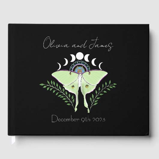 Luna Moth Moon Phases Gästebuch (Vorderseite)