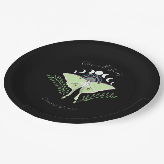 Luna Moth Moon Phases Pappteller (Schrägansicht)