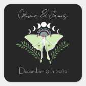 Luna Moth Moon Phases Quadratischer Aufkleber (Vorderseite)