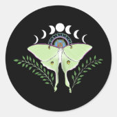 Luna Moth Moon Phases Runder Aufkleber (Vorderseite)