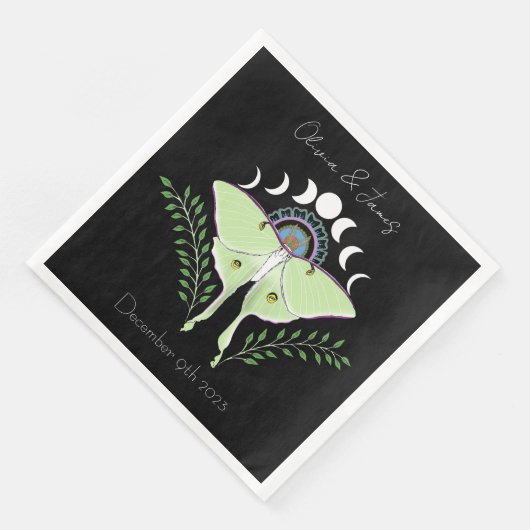 Luna Moth Moon Phases Serviette (Ecke)