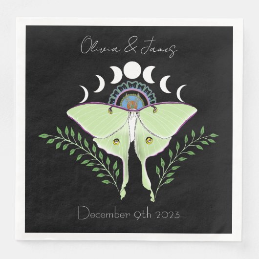 Luna Moth Moon Phases Serviette (Vorderseite)