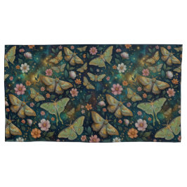 Luna Moth & Moon Phases, Starry Night Flowers Kissenbezug