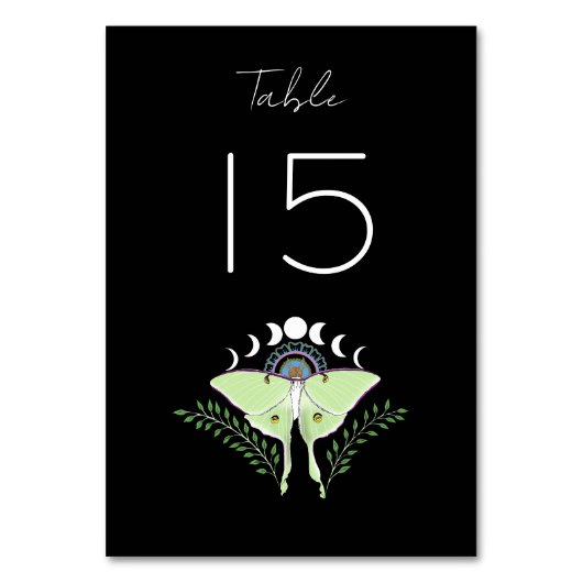 Luna Moth Moon Phases Tischnummer (Rückseite)