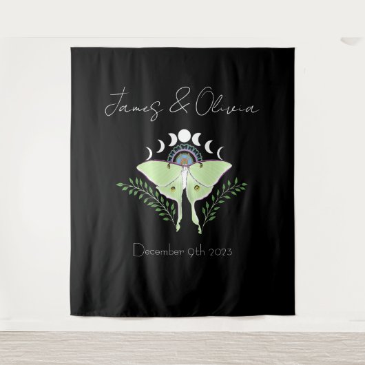 Luna Moth Moon Phases Wandteppich (Vorderseite)