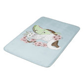 Luna Moth Moon White Cat Green Badematte (Schrägansicht)