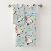 Luna Moth Moon White Cat Green Badhandtuch Set (Insitu)