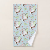 Luna Moth Moon White Cat Green Badhandtuch Set (Handtuch)