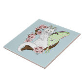 Luna Moth Moon White Cat Green Fliese (Seite)
