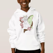 Luna Moth Moon White Cat Green Hoodie (Vorderseite)
