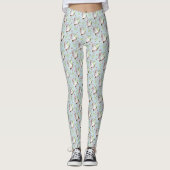 Luna Moth Moon White Cat Green Leggings (Vorderseite)