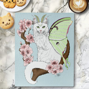 Luna Moth Moon White Cat Green Puzzle