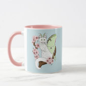 Luna Moth Moon White Cat Green Tasse (Links)